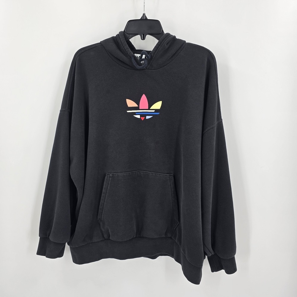 Adidas Hoodie Women's Medium‎ Black Oversized Adicolor Shattered Trefoil